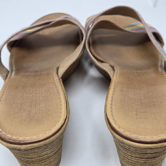 ITALIAN SHOEMAKERS Womens 10 Made In Italy Rainbow Wedge Sandals Slip On Stretch - Picture 10 of 11